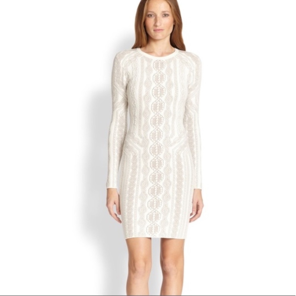 BCBG MAXAZRIA Elegant White Lace Dress